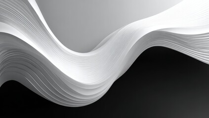 Abstract white wavy forms over black