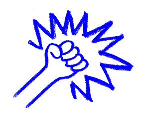 Hand Punch Effect Crayon Chalk Drawing Vector Set