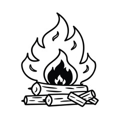 monochrome campfire illustration with logs  flak 