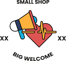 A small shop logo with a heart and an amplifier