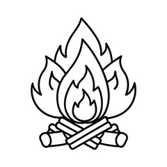 monochrome campfire illustration with logs  flak 