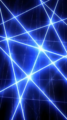 Abstract blue laser lines intersecting, dark background, digital art, ideal for tech or music visuals