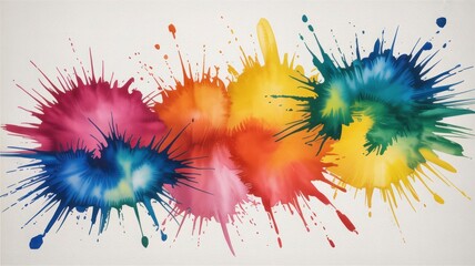 Abstract watercolor splash explosion with vibrant colors on a white background