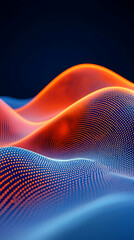Abstract orange and blue wave digital landscape; futuristic technology background, ideal for website header