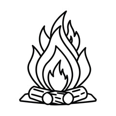 monochrome campfire illustration with logs  flak 