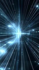 Futuristic digital tunnel, glowing light streaks, abstract background, technology concept