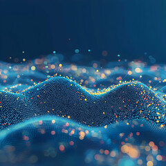 Abstract data wave background, glowing particles, digital landscape, technology concept, website banner