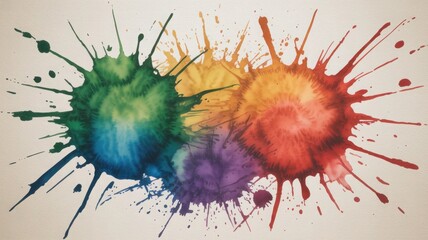 Abstract watercolor splash explosion with vibrant colors on a white background