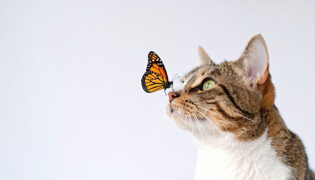 Cat with butterfly on nose