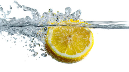 Lemon Slice Splash, isolated on transparent background