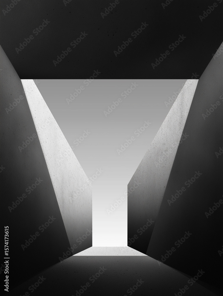 Aufkleber exploring geometry and light through black and white architecture design in a contemporary space