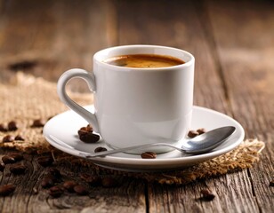 White Coffee Cup On Wooden Table