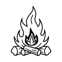 monochrome campfire illustration with logs  flak 
