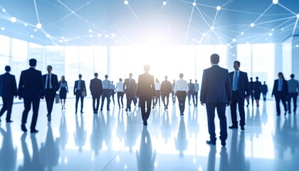 Business people walking in modern office