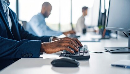 Business people working at office desks