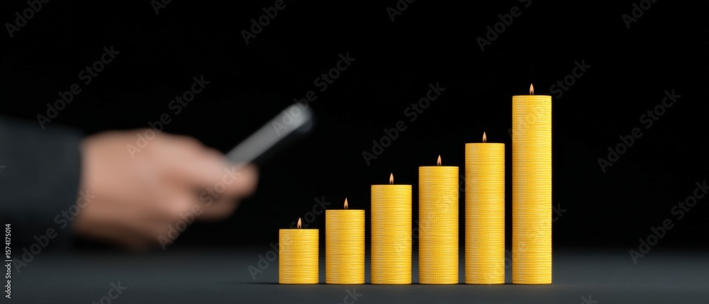 Aufkleber business growth analysis using smartphone data visualization in a modern office environment