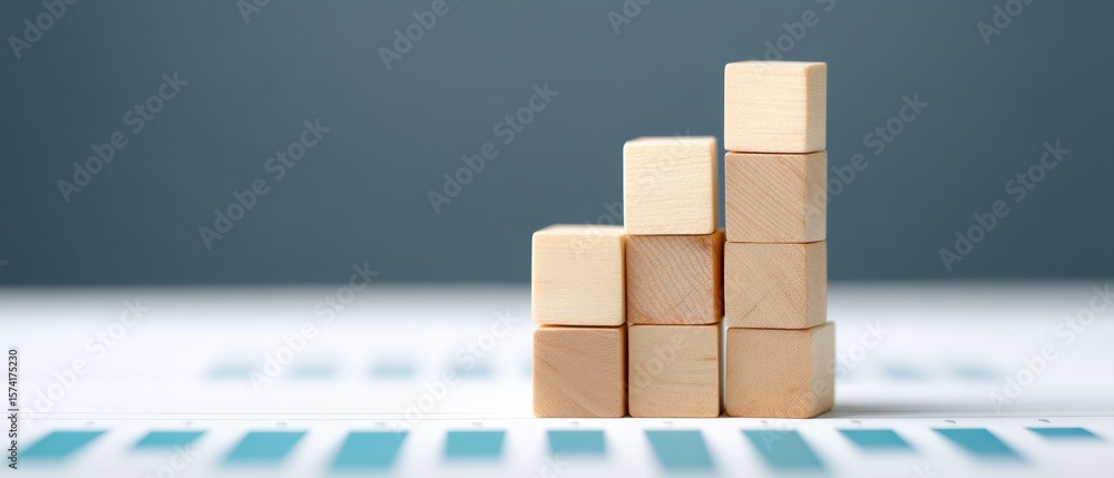 Poster building blocks of success growth and development in business strategy office environment photograph