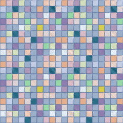 Colorful square mosaic pattern with abstract geometric tile patterns, seamless pattern, seamless fabric pattern, wrapping paper
