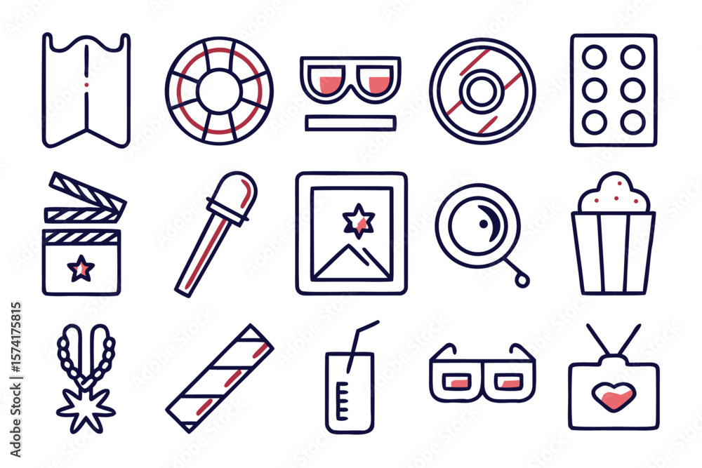 Poster A collection of simple bold outline graphics representing various concepts presented in a clean monochromatic style suitable for digital interfaces and print applications