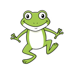 Fototapeta premium Cartoon Frog with Wide Eyes in Jumping Pose