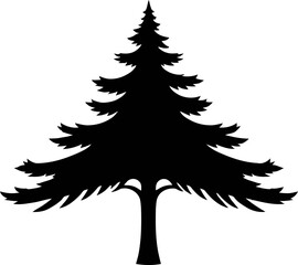 Obraz premium Close-up view of black pine tree silhouette logo