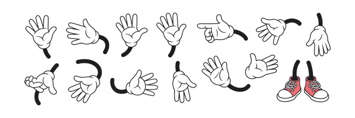 Fototapeta premium Cartoon Hands Feet Seamless Pattern on Transparent Background Animation Character