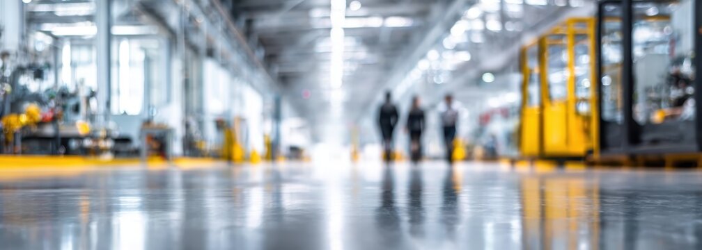 Blurred interior of a large industrial facility