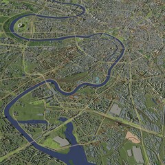 3D illustration of city and urban in Moscow Russia