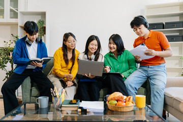 Lifestyle people. happy people of college students excited overjoyed examination results with good...