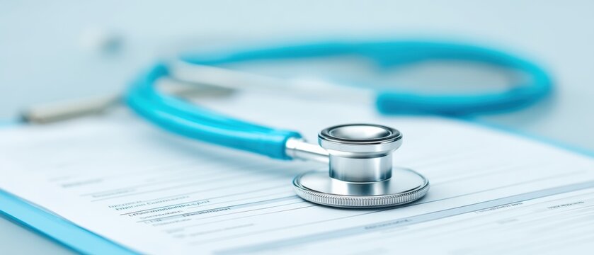 Medical consultation overview stethoscope and patient records healthcare facility image clinical environment close-up health awareness