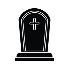 Obraz premium Flat and Minimal Grave Pillow Tombstone mascot icon vector illustration