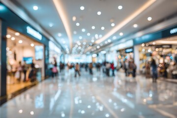 Blurred view of a bustling shopping mall interior (7)