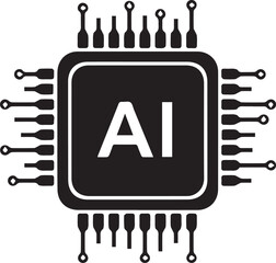Artificial Intelligence Chip Icon – AI Processor, Neural Network & Machine Learning Symbol | Tech Vector Illustration