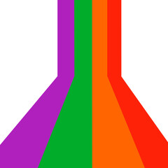 Rainbow of purple, green, orange, and red arranged vertically, expanding downwards.