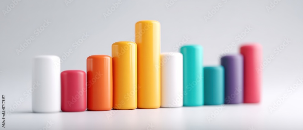 Poster data visualization trends analyzing colorful bar graphs in business analytics modern office environm