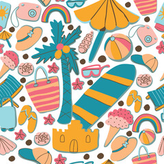 Summer Holidays Beach Vacation Sport Vector Seamless Pattern