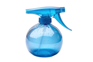 Blue Spray Bottle Water Mist Garden Cleaning Tool Translucent Plastic Trigger Sprayer Isolated