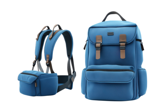 Blue canvas backpack travel gear adventure style hiking equipment rucksack durable bags fashion