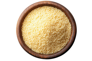 Couscous in Wooden Bowl Cooking Grain Recipe Food Ingredient Top View Photography Kitchen Staple