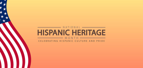 Patriotic Hispanic Heritage Design with Waving USA Flag Element