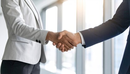 Business professionals shaking hands