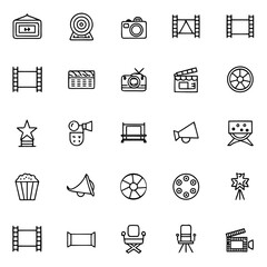 Movie making equipment vector icon set film production tools and cinema elements for creative projects design 100