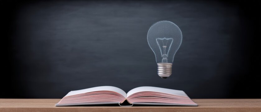 Illuminating ideas open book light bulb creative thinking classroom innovative learning conceptual visualization