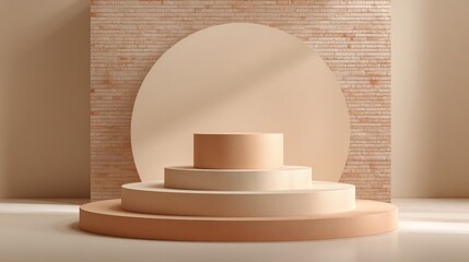 minimal podium product display stand pedestal studio brick color background 3d rendering