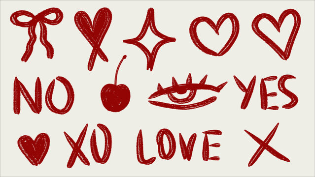 Vector illustration set of red elements