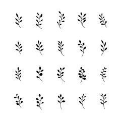 Petite Wild Botanical Set. A minimalist set of tiny floral elements with graceful lines and subtle foliage details, perfect for modern botanical designs.