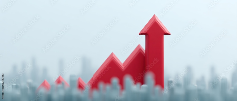 Poster business growth insights red graph trends in urban environment data visualization business analytics