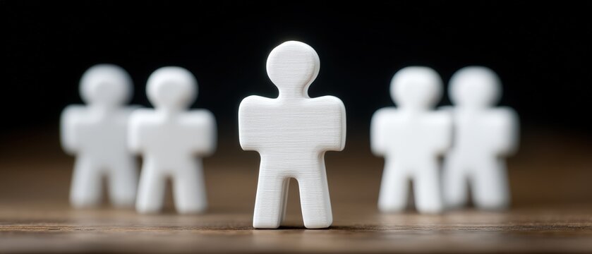 Communicating ideas group of figurines representing collaboration studio setting photography minimalist environment close-up view conceptual art