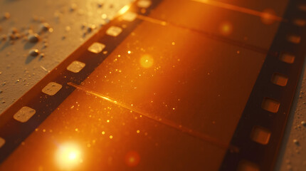 Obraz premium Old film strip background with glowing lights and shiny design elements