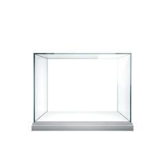 Illustration of an empty glass display case with a clean and modern design isolated on transparent background
